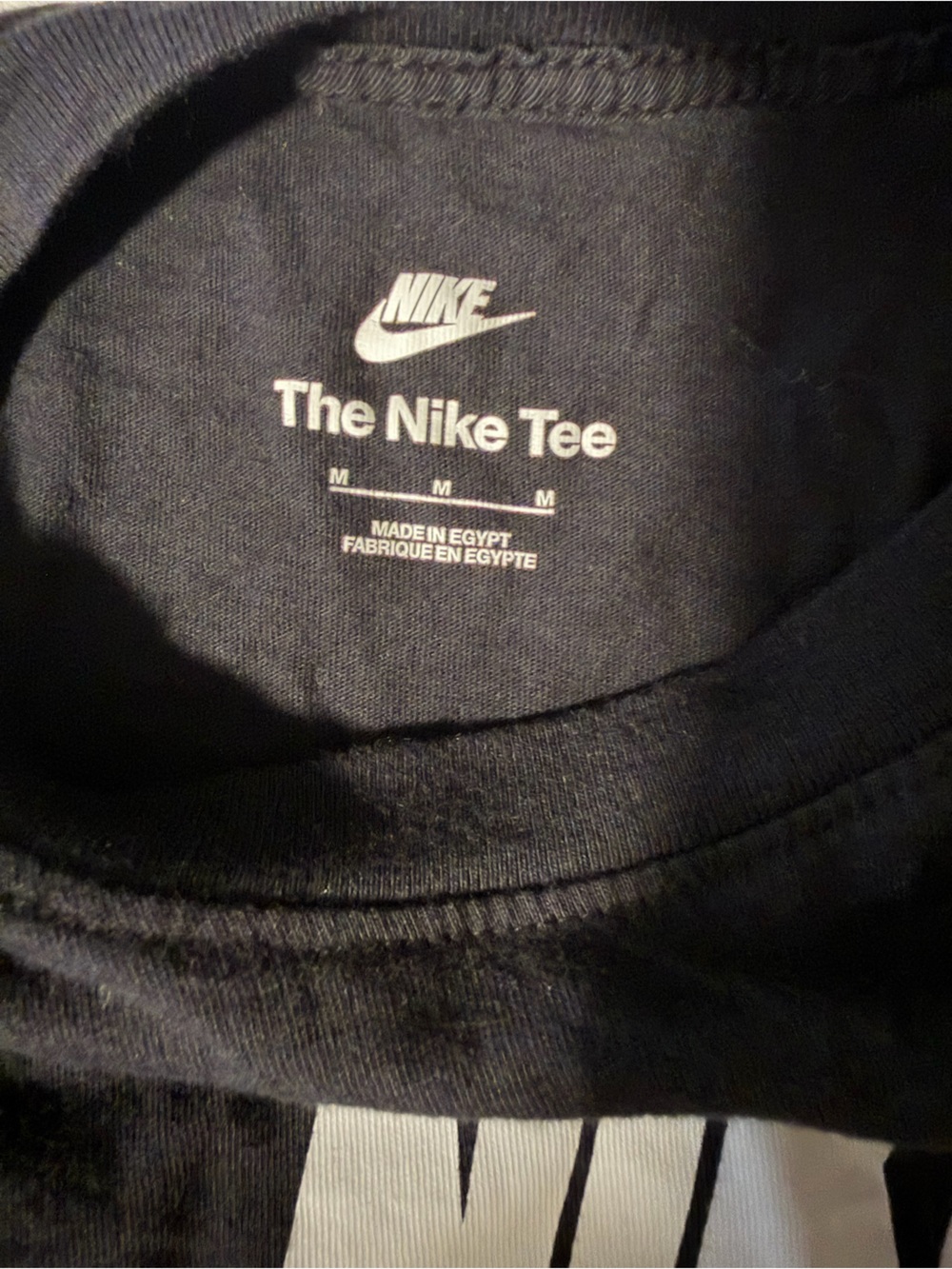 Nike Black Short Sleeve with White Logo- Mens Size Medium - Picture 3 of 4